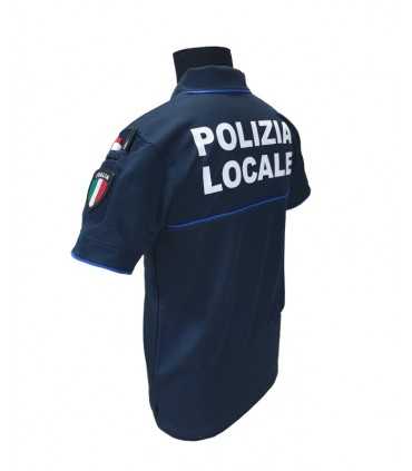 Polo tecnica con inserti azzurri Blu Navy per Polizia Locale Municipale modello Polizia di Stato in tessuto traspirante