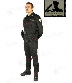 Divisa completa tipo tuta operativa NERA per Guardia Giurata Vigilanza GPG composta da giacca sahariana e pantalone op