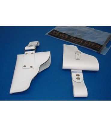 SC612 - Fondina Vega Holster in cuoio Bianca chiusa con pattina per Beretta 81 82 84 85 Polizia Locale