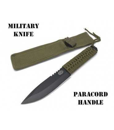 Coltello lama fissa uso caccia con manico rivestito in corda