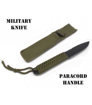 Coltello lama fissa uso caccia con manico rivestito in corda
