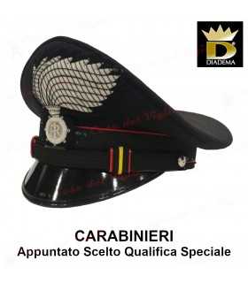 Berretto completo DIADEMA CARABINIERI APPUNTATO SCELTO QUALIFICA SPECIALE QS con nuovo fregio in canuttiglio soggolo e galloni