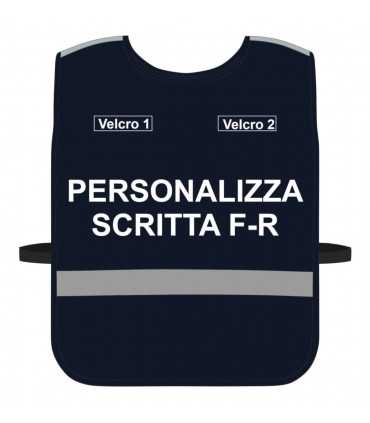 Pettorina Alta Visibilità personalizzata fondo BLU bordo Blu Verde Giallo Fluo Nero Rosso Corpetto personalizzato