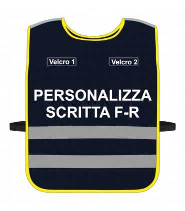 Personalized High Visibility Harness BLUE background with Blue Green Yellow Fluo border Black Red Personalized bodice