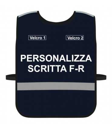 Pettorina Alta Visibilità personalizzata fondo BLU bordo Blu Verde Giallo Fluo Nero Rosso Corpetto personalizzato
