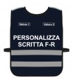 Pettorina Alta Visibilità personalizzata fondo BLU bordo Blu Verde Giallo Fluo Nero Rosso Corpetto personalizzato