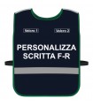 Pettorina Alta Visibilità personalizzata fondo BLU bordo Blu Verde Giallo Fluo Nero Rosso Corpetto personalizzato