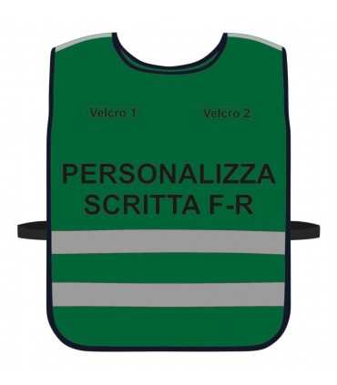 Pettorina Alta Visibilità personalizzata fondo VERDE bordo Verde Blu Giallo Fluo Nero Corpetto personalizzato