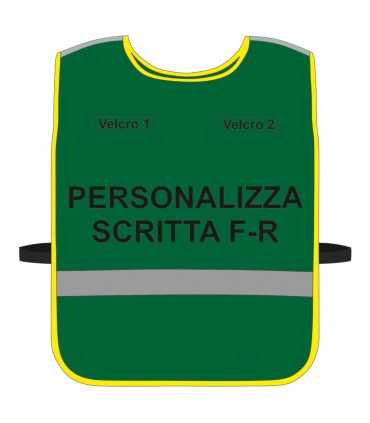 Personalized High Visibility Harness GREEN background with Blue Green Yellow Fluo border Black Personalized bodice