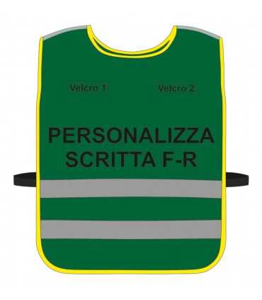 Personalized High Visibility Harness GREEN background with Blue Green Yellow Fluo border Black Personalized bodice