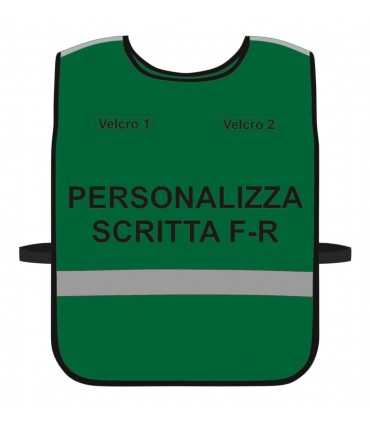 Pettorina Alta Visibilità personalizzata fondo VERDE bordo Verde Blu Giallo Fluo Nero Corpetto personalizzato