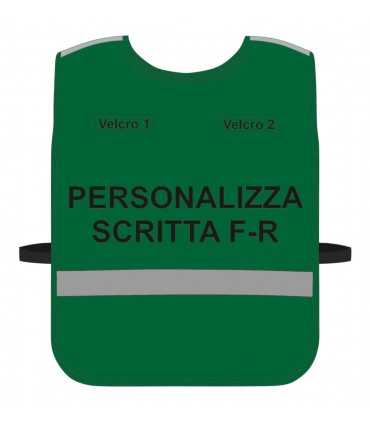 Pettorina Alta Visibilità personalizzata fondo VERDE bordo Verde Blu Giallo Fluo Nero Corpetto personalizzato