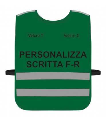 Pettorina Alta Visibilità personalizzata fondo VERDE bordo Verde Blu Giallo Fluo Nero Corpetto personalizzato