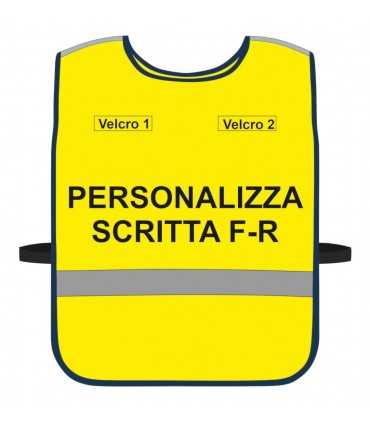 Pettorina Alta Visibilità personalizzata fondo GIALLO FLUO bordo Giallo Fluo Verde Blu Nero Corpetto personalizzato