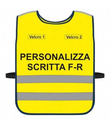 Pettorina Alta Visibilità personalizzata fondo GIALLO FLUO bordo Giallo Fluo Verde Blu Nero Corpetto personalizzato