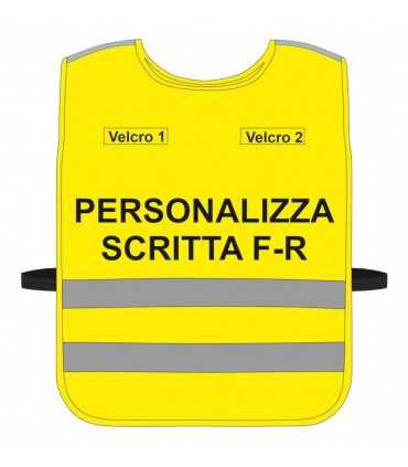 Pettorina Alta Visibilità personalizzata fondo GIALLO FLUO bordo Giallo Fluo Verde Blu Nero Corpetto personalizzato