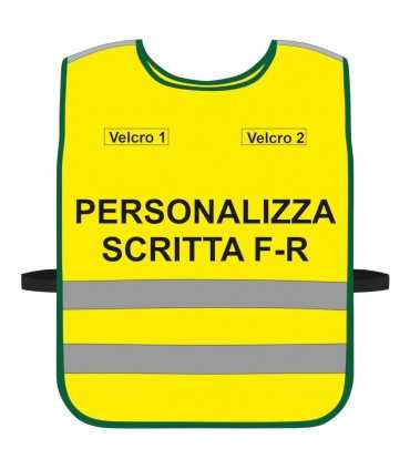 Pettorina Alta Visibilità personalizzata fondo GIALLO FLUO bordo Giallo Fluo Verde Blu Nero Corpetto personalizzato