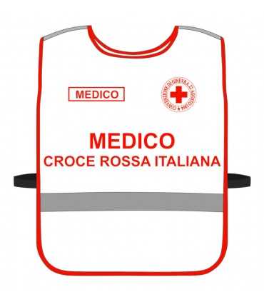 Pettorina Alta Visibilità CROCE ROSSA ITALIANA personalizzabile fondo BIANCO bordi rossi Corpetto CRI