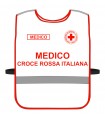 Pettorina Alta Visibilità CROCE ROSSA ITALIANA personalizzabile fondo BIANCO bordi rossi Corpetto CRI
