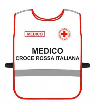 Pettorina Alta Visibilità CROCE ROSSA ITALIANA personalizzabile fondo BIANCO bordi rossi Corpetto CRI