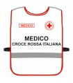 Pettorina Alta Visibilità CROCE ROSSA ITALIANA personalizzabile fondo BIANCO bordi rossi Corpetto CRI