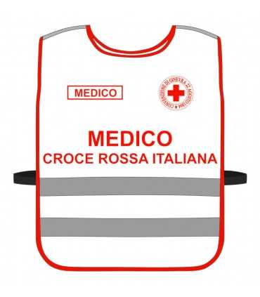 Pettorina Alta Visibilità CROCE ROSSA ITALIANA personalizzabile fondo BIANCO bordi rossi Corpetto CRI