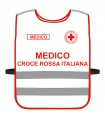 Pettorina Alta Visibilità CROCE ROSSA ITALIANA personalizzabile fondo BIANCO bordi rossi Corpetto CRI