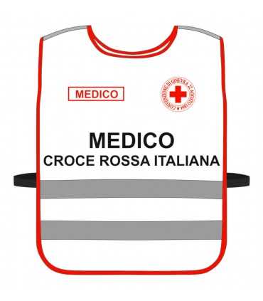 High Visibility Harness CROCE ROSSA ITALIANA customizable WHITE background with red edges CRI bodice