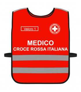 High Visibility Harness CROCE ROSSA ITALIANA customizable RED background with BLACK or WHITE edges CRI bodice