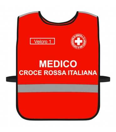 High Visibility Harness CROCE ROSSA ITALIANA customizable RED background with BLACK or WHITE edges CRI bodice