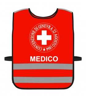 High Visibility Harness CROCE ROSSA ITALIANA customizable RED background with BLACK edges CRI bodice