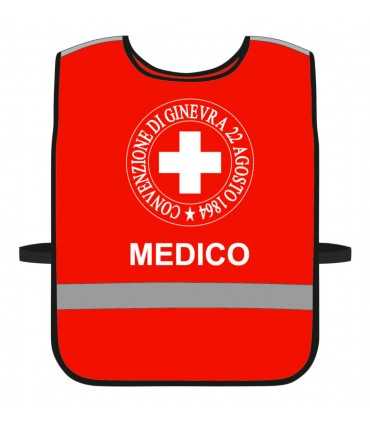 Pettorina Alta Visibilità CROCE ROSSA ITALIANA personalizzabile fondo ROSSO bordi NERI Corpetto CRI