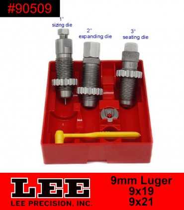 90509 - LEE 3 DIES SET 9MM LUGER CARBIDE CALIBRO 9X21 9X19