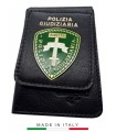 copy of Portafoglio verticale in cuoio con placca in metallo POLIZIA GIUDIZIARIA - VERDE