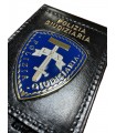 Portafoglio verticale in cuoio con placca in metallo POLIZIA GIUDIZIARIA - BLU