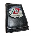 Portafoglio verticale in cuoio con placca ARGENTO in metallo CAPITANERIA DI PORTO Guardia Costiera
