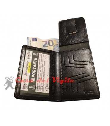 Portafoglio verticale in cuoio con placca ORO CAPITANERIA DI PORTO Guardia Costiera