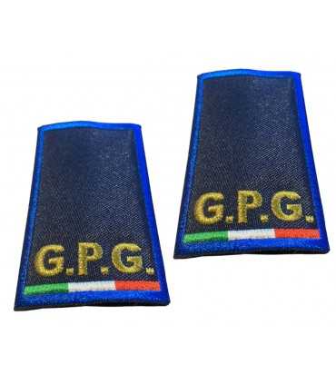Coppia tubolari GPG ricamati con TRICOLORE Grado AGENTE SEMPLICE Guardia Giurata