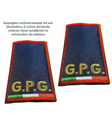Coppia tubolari GPG ricamati con TRICOLORE Grado AGENTE SEMPLICE Guardia Giurata