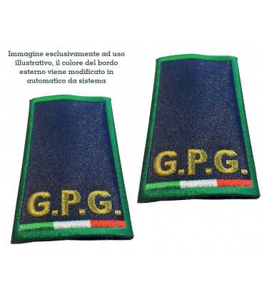 Coppia tubolari GPG ricamati con TRICOLORE Grado AGENTE SEMPLICE Guardia Giurata