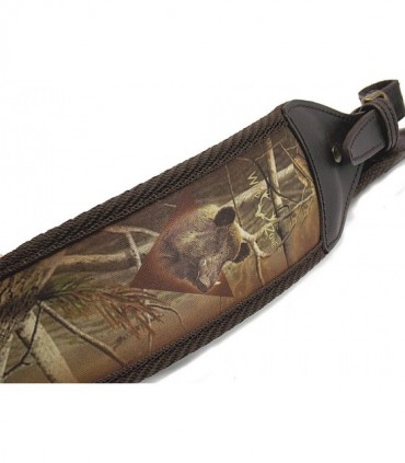 Bretella Wild Zone in cuoio e neoprene marrone per carabina