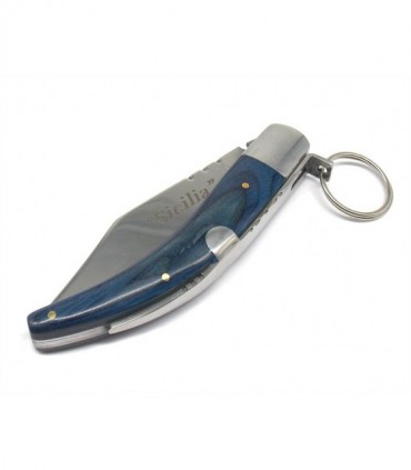 Coltello Sicilia transumanza Acero con anello manico palissandro blu