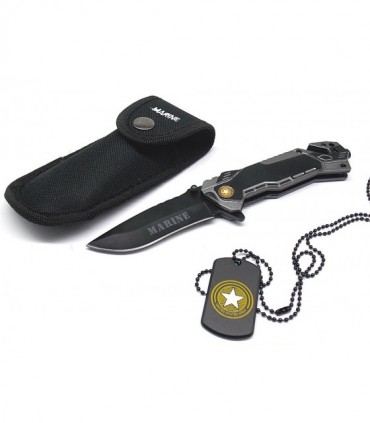 Coltello Albainox da soccorso Marine con fodero e con collana