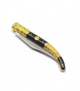 Coltello sportivo Albainox manico nero con inserti dorati