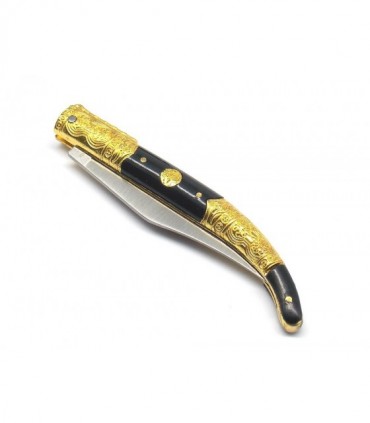 Coltello sportivo Albainox manico nero con inserti dorati