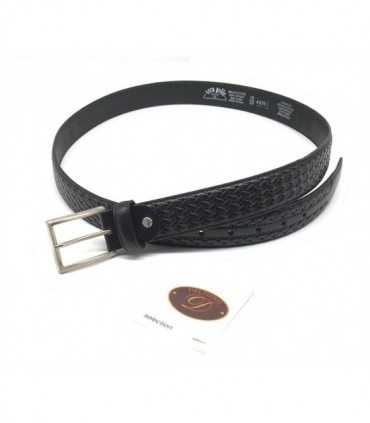 Cintura Delfiero in pelle nera intrecciata da 34 mm