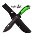 HK-791 Coltello Pugnale lama fissa e seghettata acciaio inox con rompi vetro e fodero