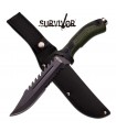 HK-793 Coltello a lama fissa seghettata inox con rompi vetro e fodero in cordura