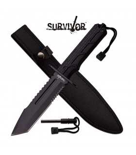 HK-796 - Survivor military outdoor fixed blade knife 12" overall - with nylon sheath