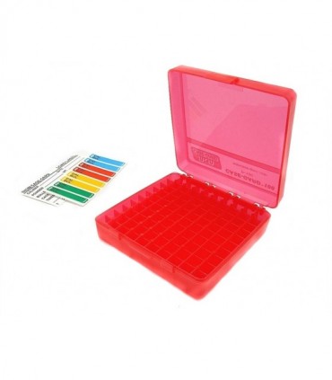 Scatola MTM in plastica rossa 100 colpi porta munizioni calibro 45 ACP